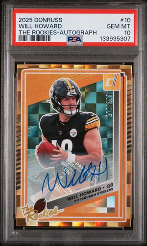 Graded 2025 Donruss The Rookies Autograph Will Howard #10 /299 Rookie RC Football Card PSA 10 Gem Mint