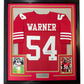 Framed Autographed/Signed Fred Warner 35x39 San Francisco Red Football Jersey Beckett BAS COA