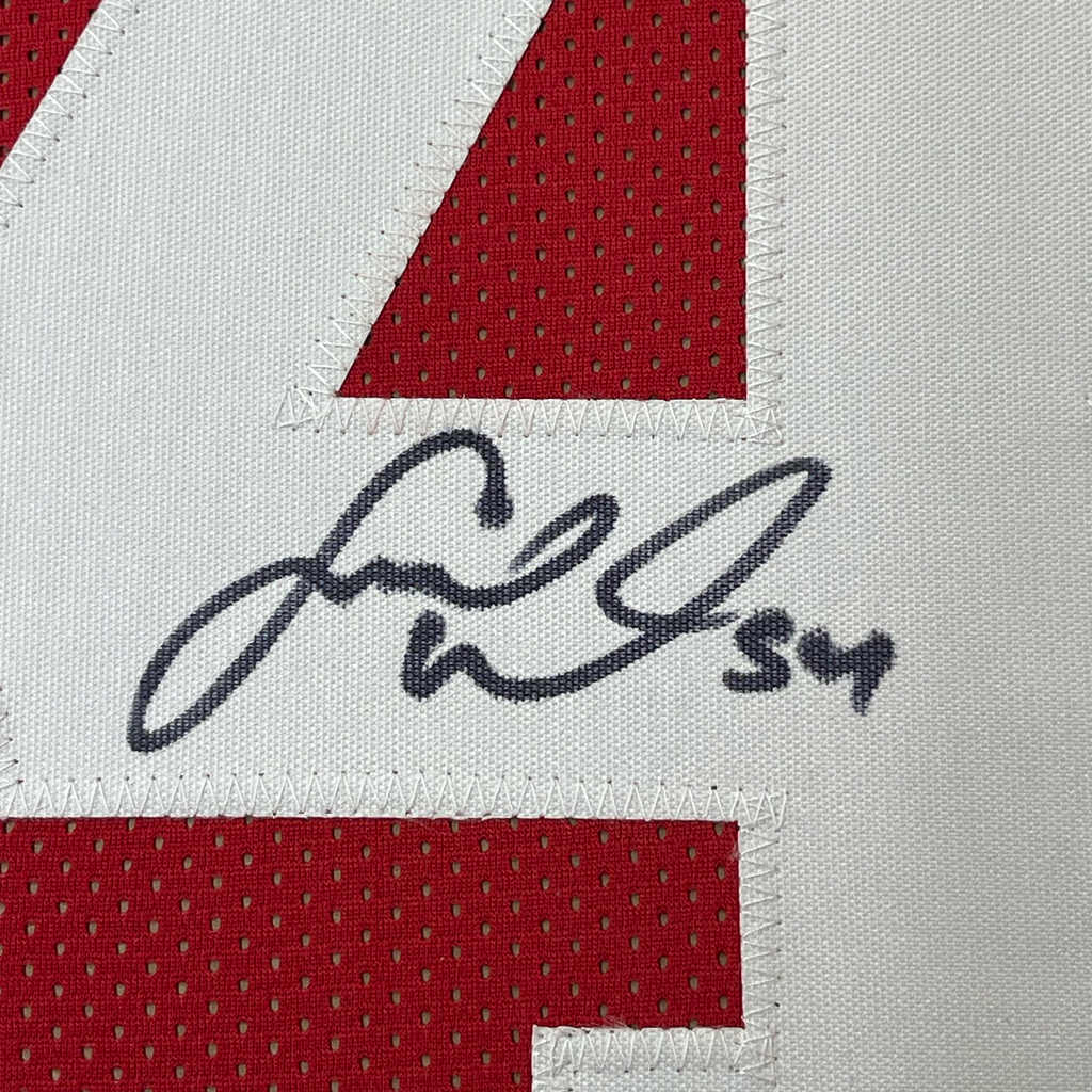 Framed Autographed/Signed Fred Warner 35x39 San Francisco Red Football Jersey Beckett BAS COA