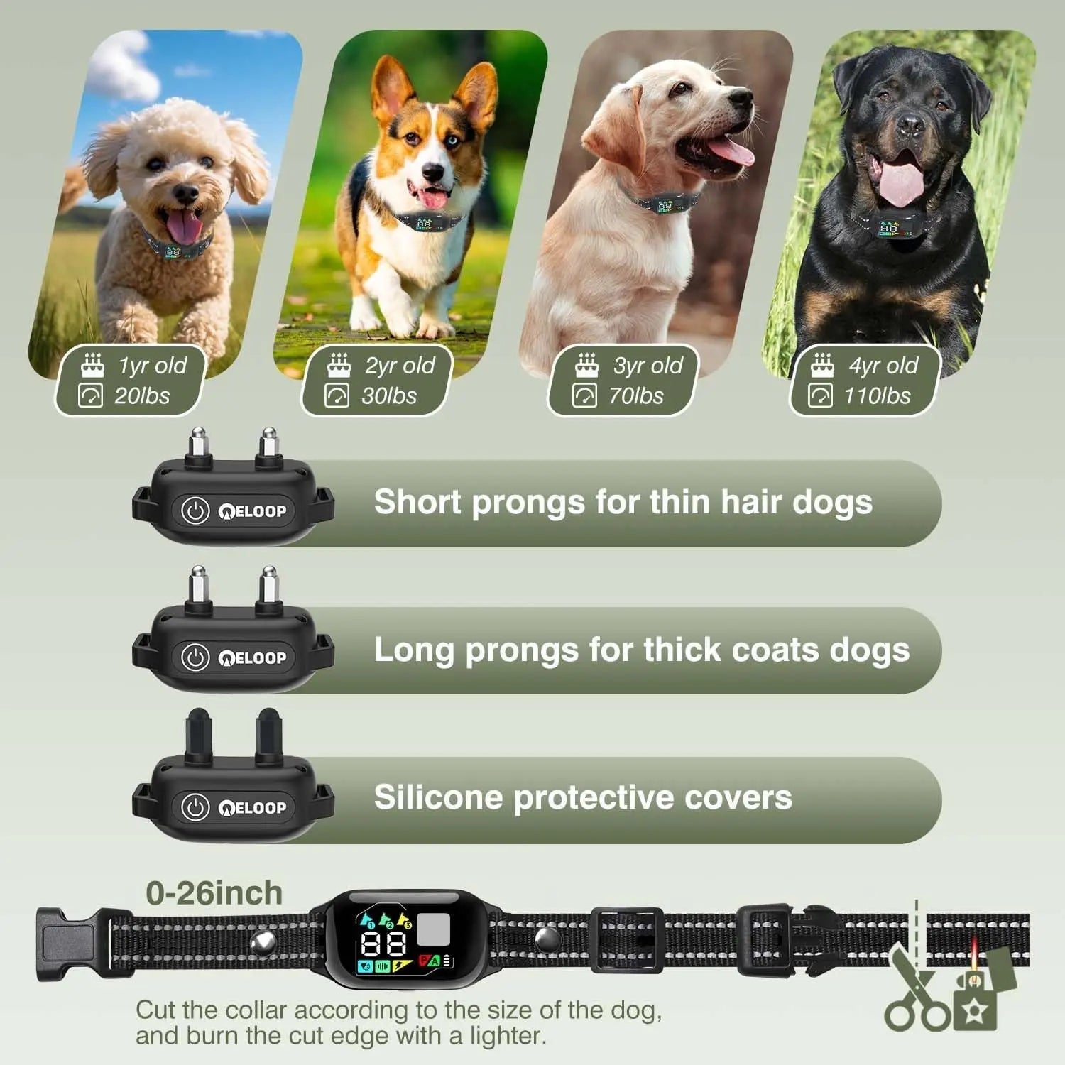 Waterproof Dog Training Collar – AI Bark Control, 3300ft, 3-Dog System, IPX7