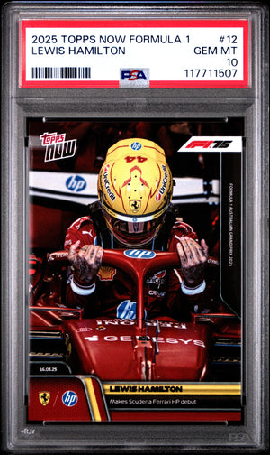 Graded 2025 Topps Now Formula 1 Lewis Hamilton #12 Racing Card PSA 10 Gem Mint