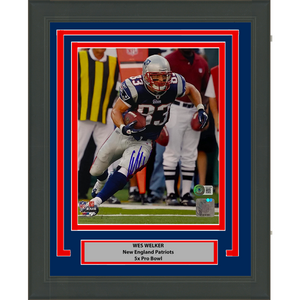 Framed Autographed/Signed Wes Welker New England Patriots 8x10 Football Photo Beckett BAS COA