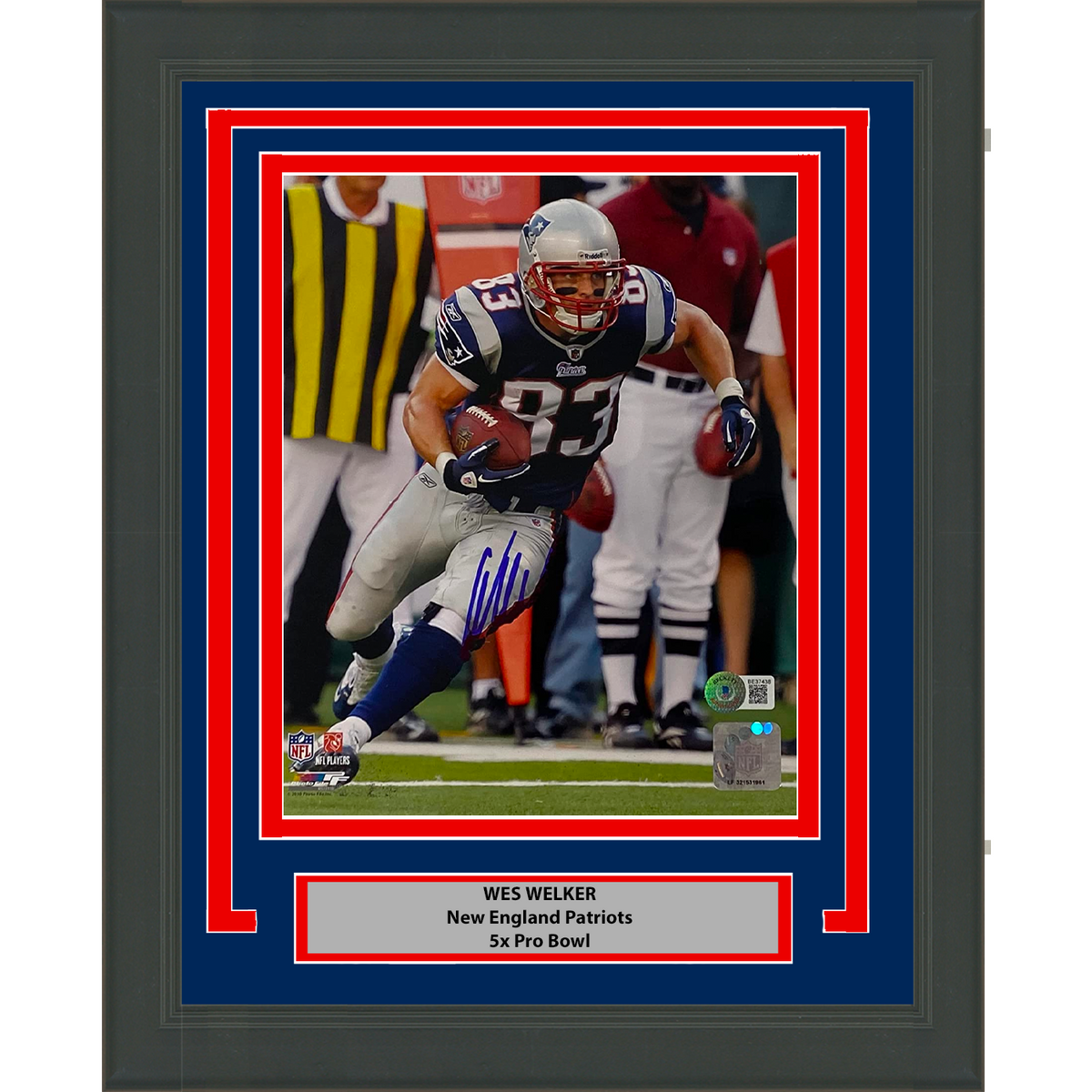Framed Autographed/Signed Wes Welker New England Patriots 8x10 Football Photo Beckett BAS COA