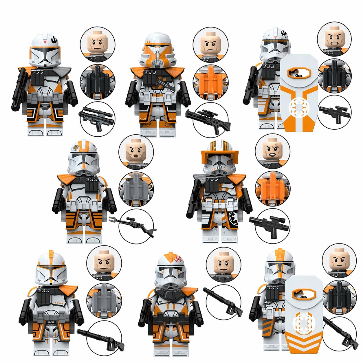 212th Battalion Clone Troopers set of 8 Star Wars Minifigure Toy