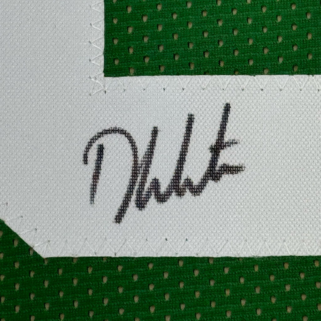 Framed Autographed/Signed Derrick White 35x39 Boston Green Basketball Jersey JSA COA