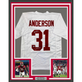 Framed Autographed/Signed Will Anderson "Terminator" 35x39 Alabama White College Football Jersey Beckett BAS COA