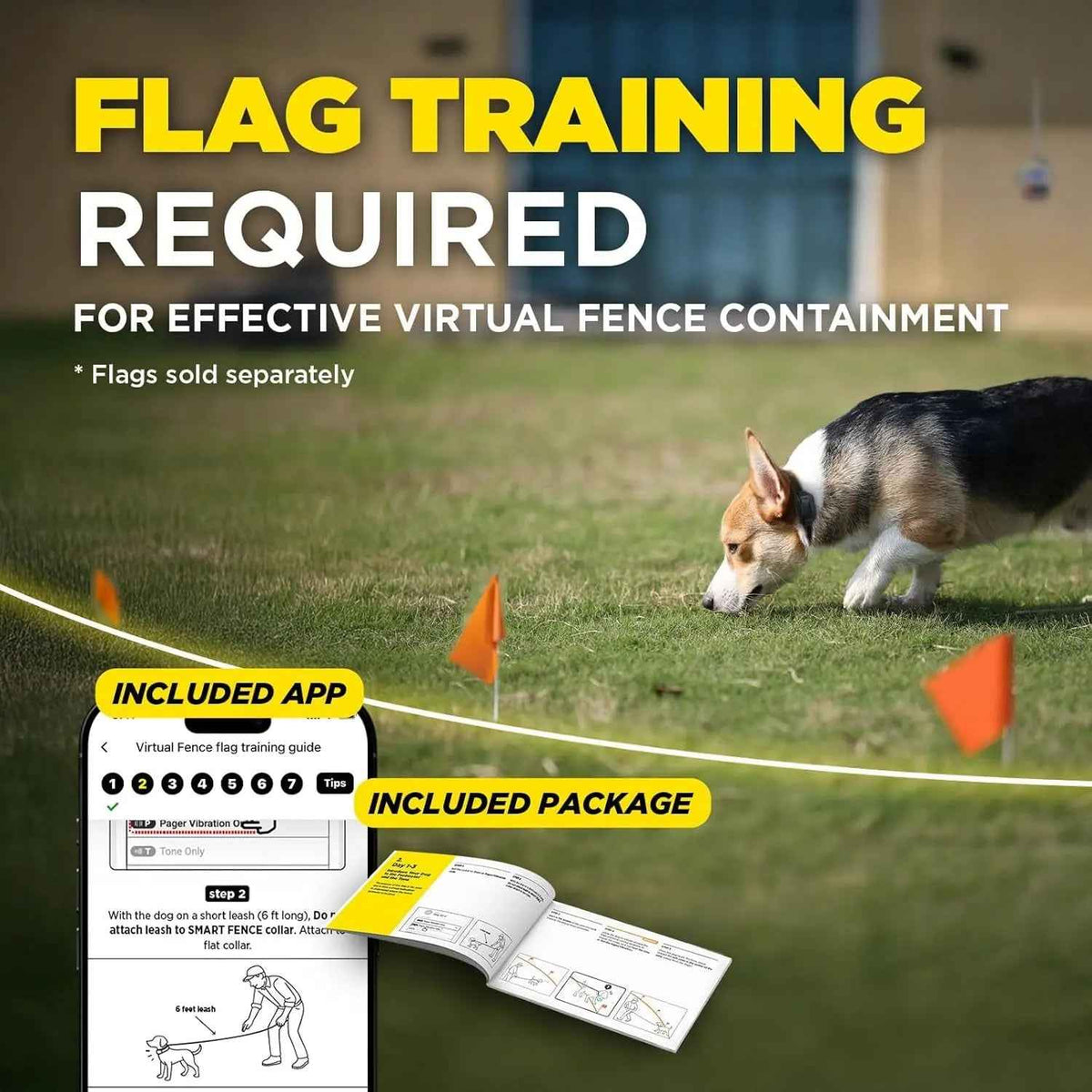 Wireless Dog Fence System No Dig Waterproof Rechargeable 3/4 Acre App