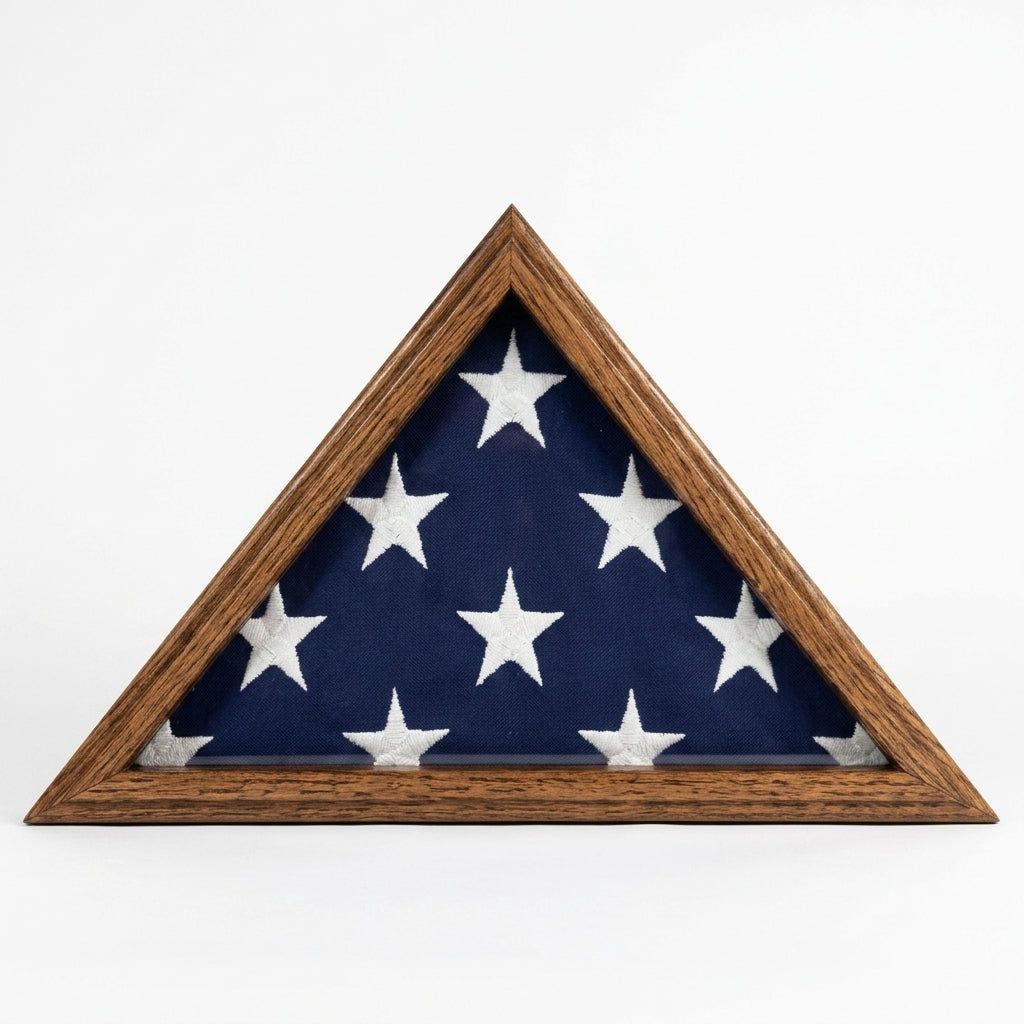 Small 3x5 Flag Display Case - Solid Oak Wood - NOT for Large Burial Size Flag