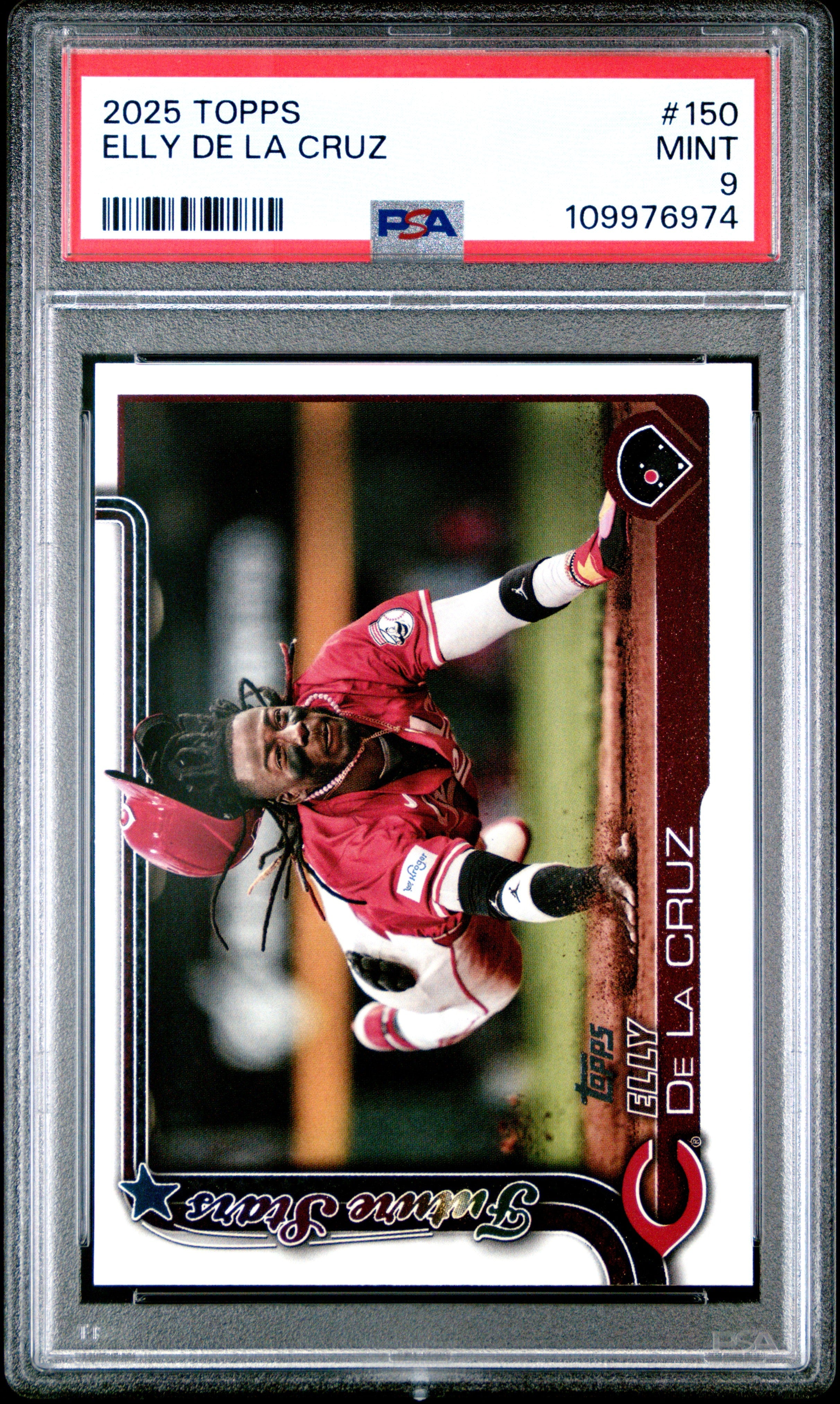 Graded 2025 Topps Elly De La Cruz #150 Rookie RC Baseball Card PSA 9 Mint