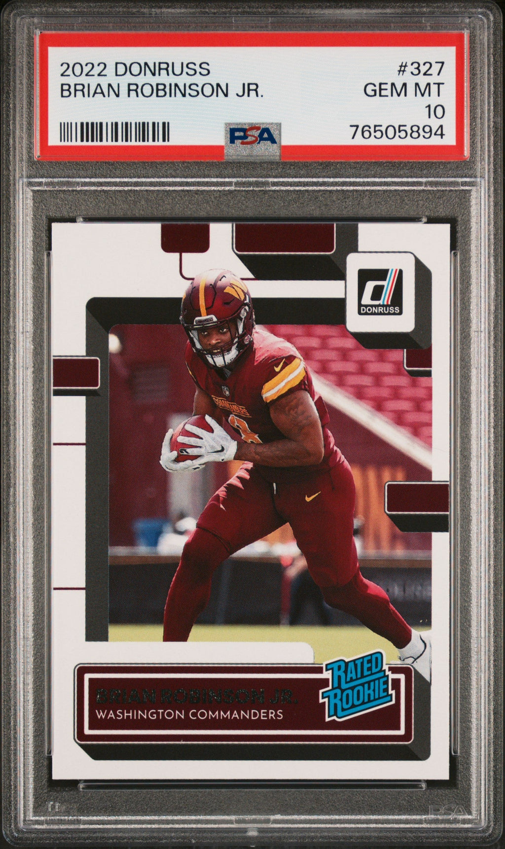 Graded 2022 Panini Donruss Brian Robinson Jr #327 Rookie RC Football Card PSA 10 Gem Mint