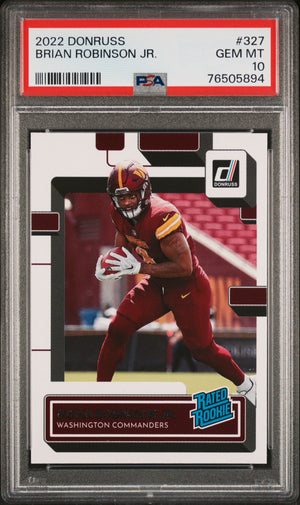 Graded 2022 Panini Donruss Brian Robinson Jr #327 Rookie RC Football Card PSA 10 Gem Mint