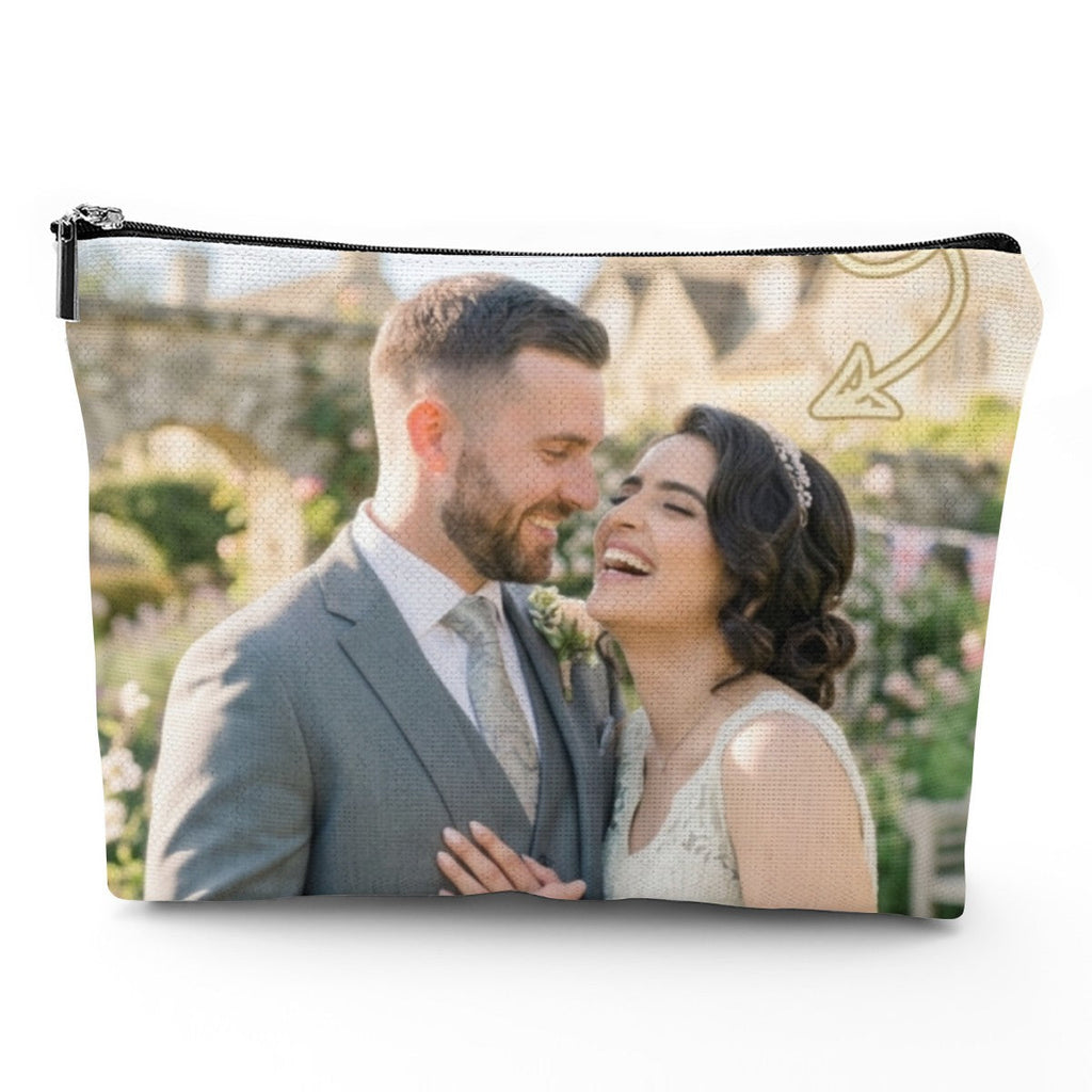 Personalized Photo Makeup Bag – Custom Canvas Cosmetic Pouch - Upload your Photo