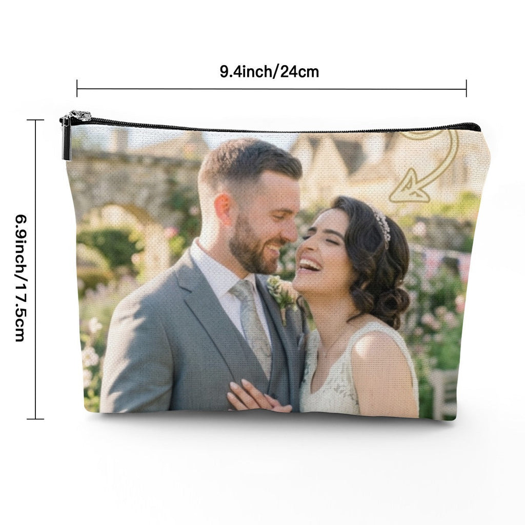 Personalized Photo Makeup Bag – Custom Canvas Cosmetic Pouch - Upload your Photo