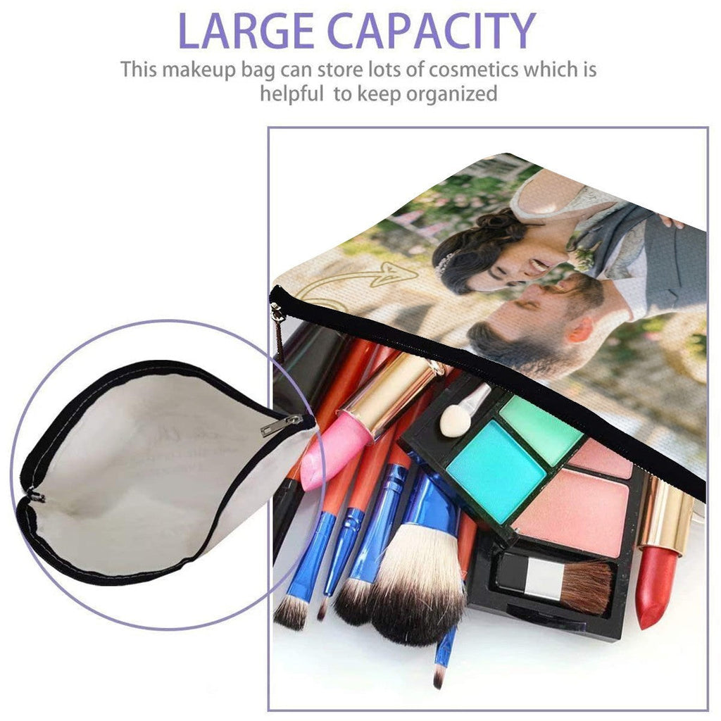 Personalized Photo Makeup Bag – Custom Canvas Cosmetic Pouch - Upload your Photo