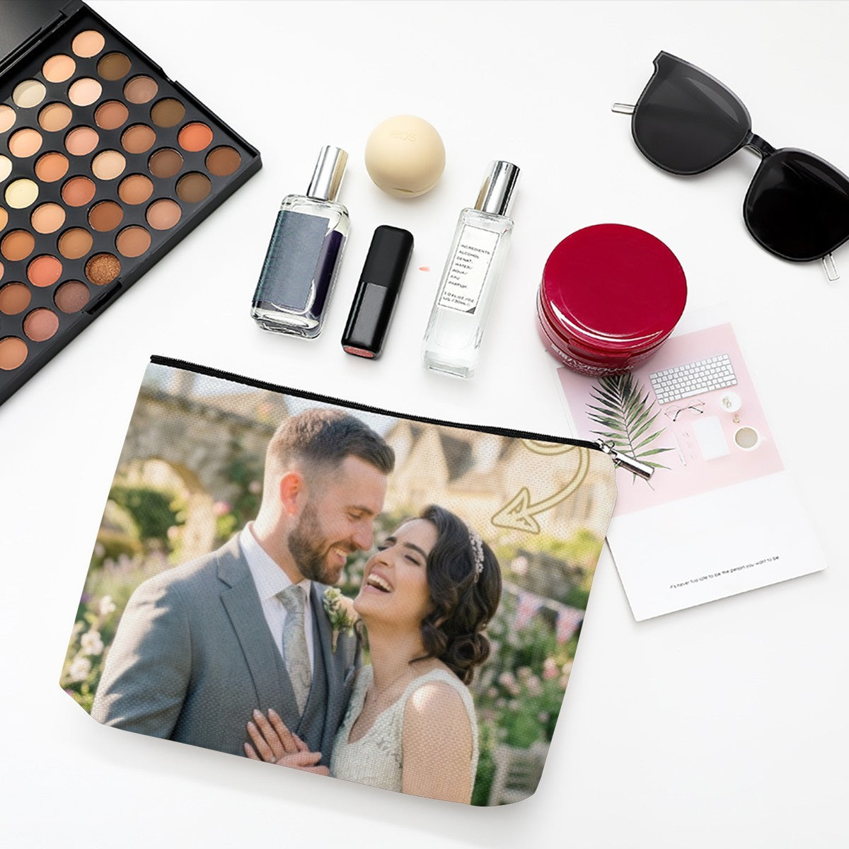 Personalized Photo Makeup Bag – Custom Canvas Cosmetic Pouch - Upload your Photo