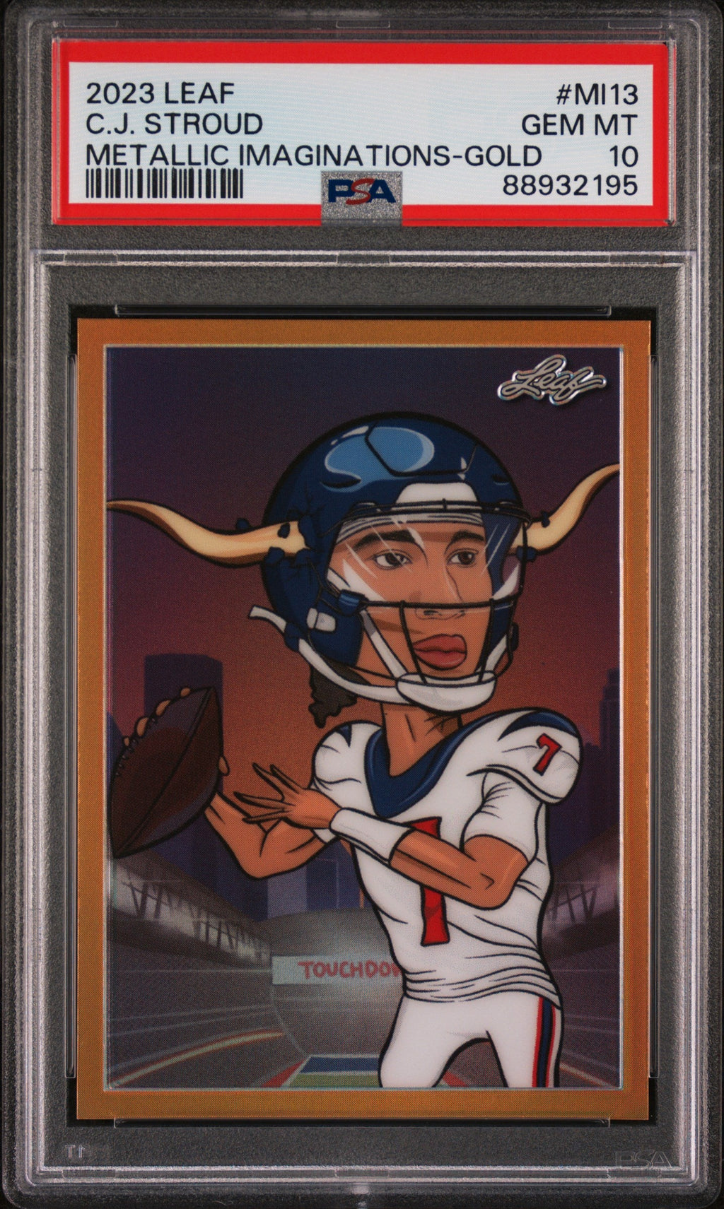 Graded 2023 Leaf CJ Stroud #MI13 Metallic Imaginations Gold /99 Rookie RC Football Card PSA 10 Gem Mint