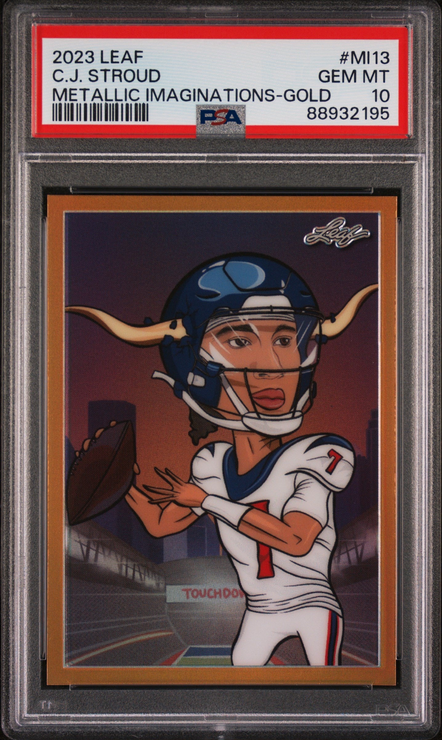Graded 2023 Leaf CJ Stroud #MI13 Metallic Imaginations Gold /99 Rookie RC Football Card PSA 10 Gem Mint