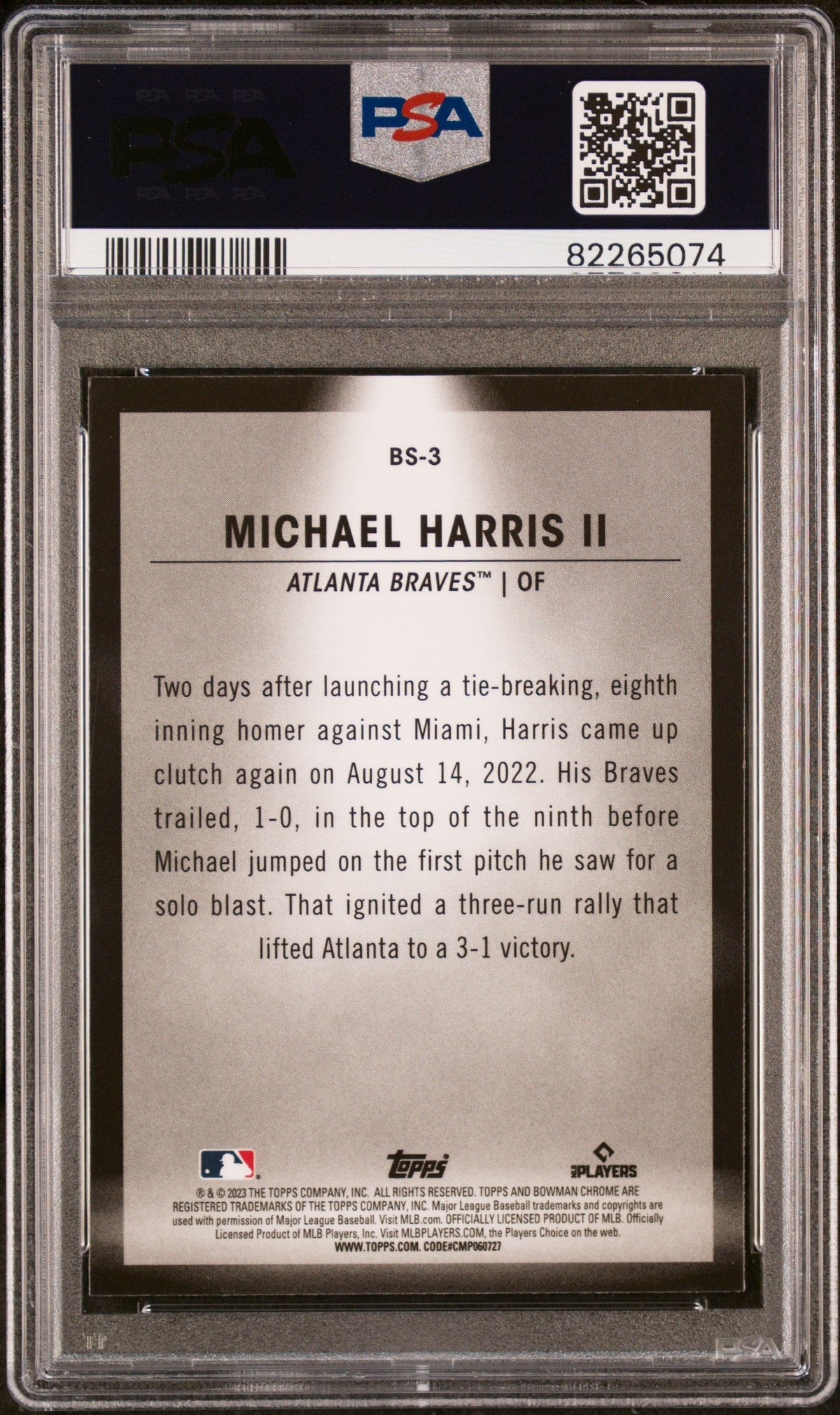 Graded 2023 Topps Bowman Michael Harris II #BS3 Spotlights Rookie RC Baseball Card PSA 10 Gem Mint