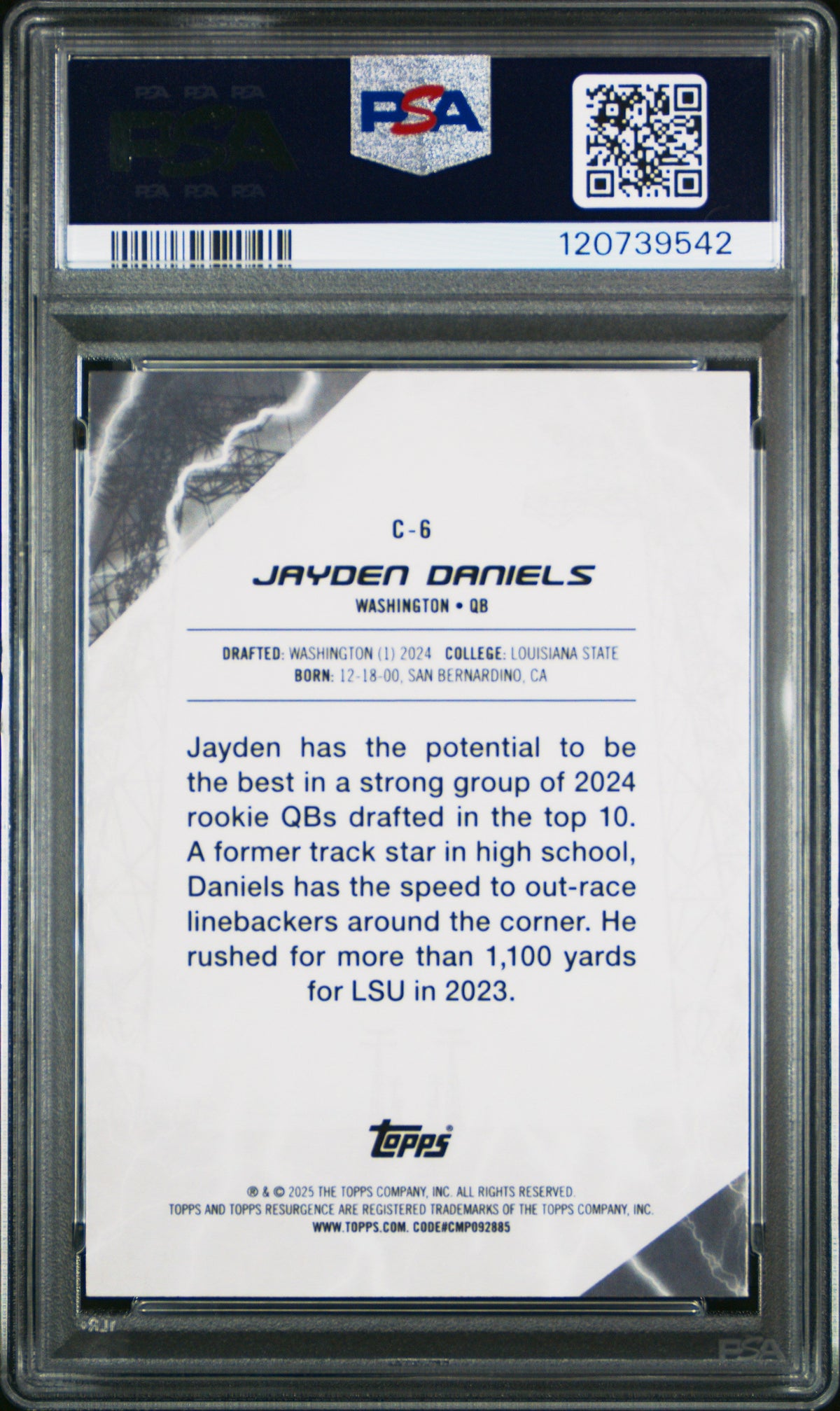 Graded 2024 Topps Resurgence Jayden Daniels #C6 Conductors Rookie RC Football Card PSA 10 Gem Mint