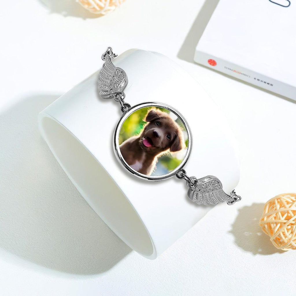 Pet Memorial Photo Bracelet – Custom Angel Wings Bracelet | In Loving Memory of Your Pet