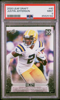 Graded 2020 Leaf Draft Justin Jefferson #40 Rookie RC Football Card PSA 9 Mint