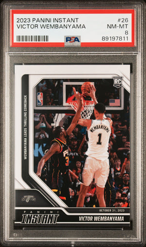 Graded 2023 Panini Instant Victor Wembanyama #26 Rookie RC Basketball Card PSA 8 Near Mint