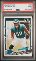 Graded 2023 Panini Donruss Jalen Carter #381 Rookie RC Football Card PSA 9 Mint