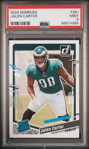Graded 2023 Panini Donruss Jalen Carter #381 Rookie RC Football Card PSA 9 Mint