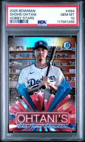 Graded 2025 Topps Bowman Shohei Ohtani #HS4 Hobby Stars Baseball Card PSA 10 Gem Mint
