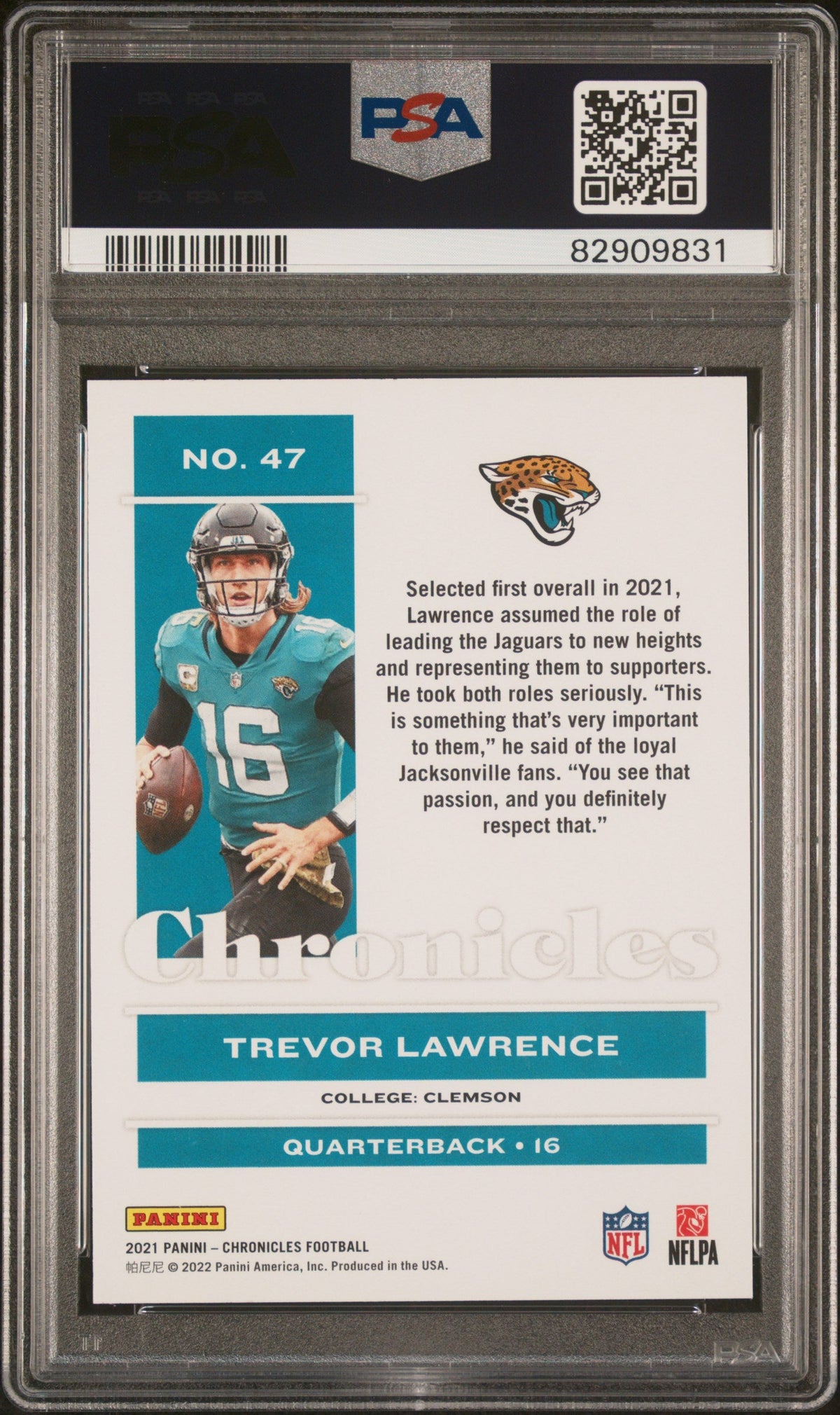 Graded 2021 Panini Chronicles Trevor Lawrence #47 Rookie RC Football Card PSA 10 Gem Mint