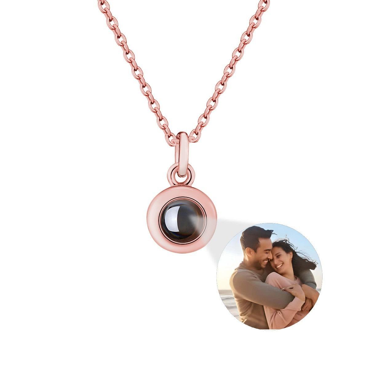 Custom Photo Projection Necklace – Hidden ‘I Love You’ Pendant | Silver, Rose & Gold