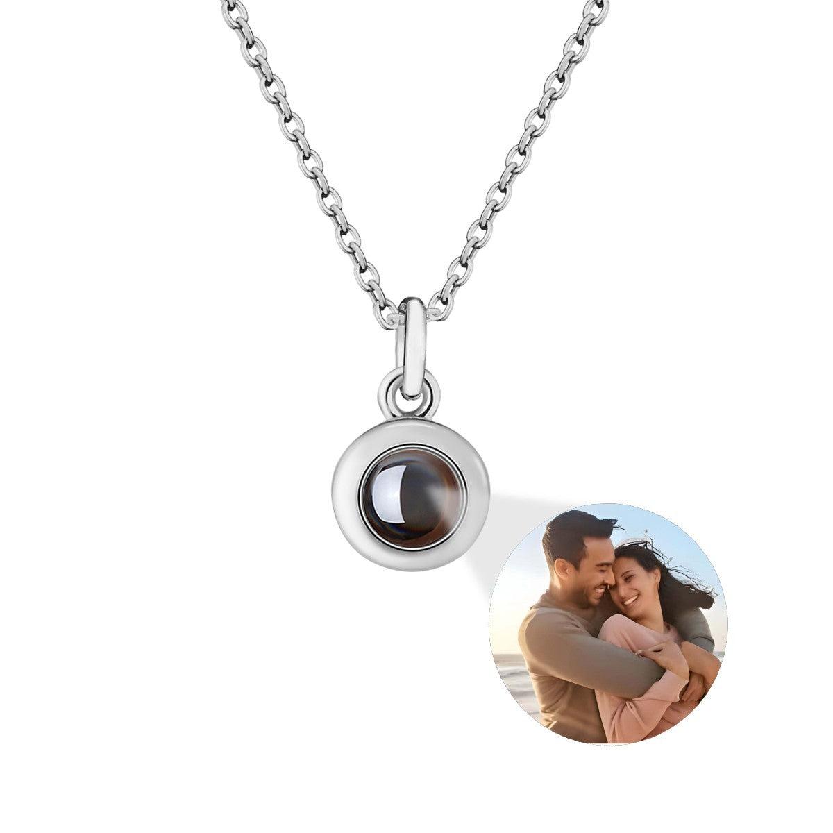 Custom Photo Projection Necklace – Hidden ‘I Love You’ Pendant | Silver, Rose & Gold