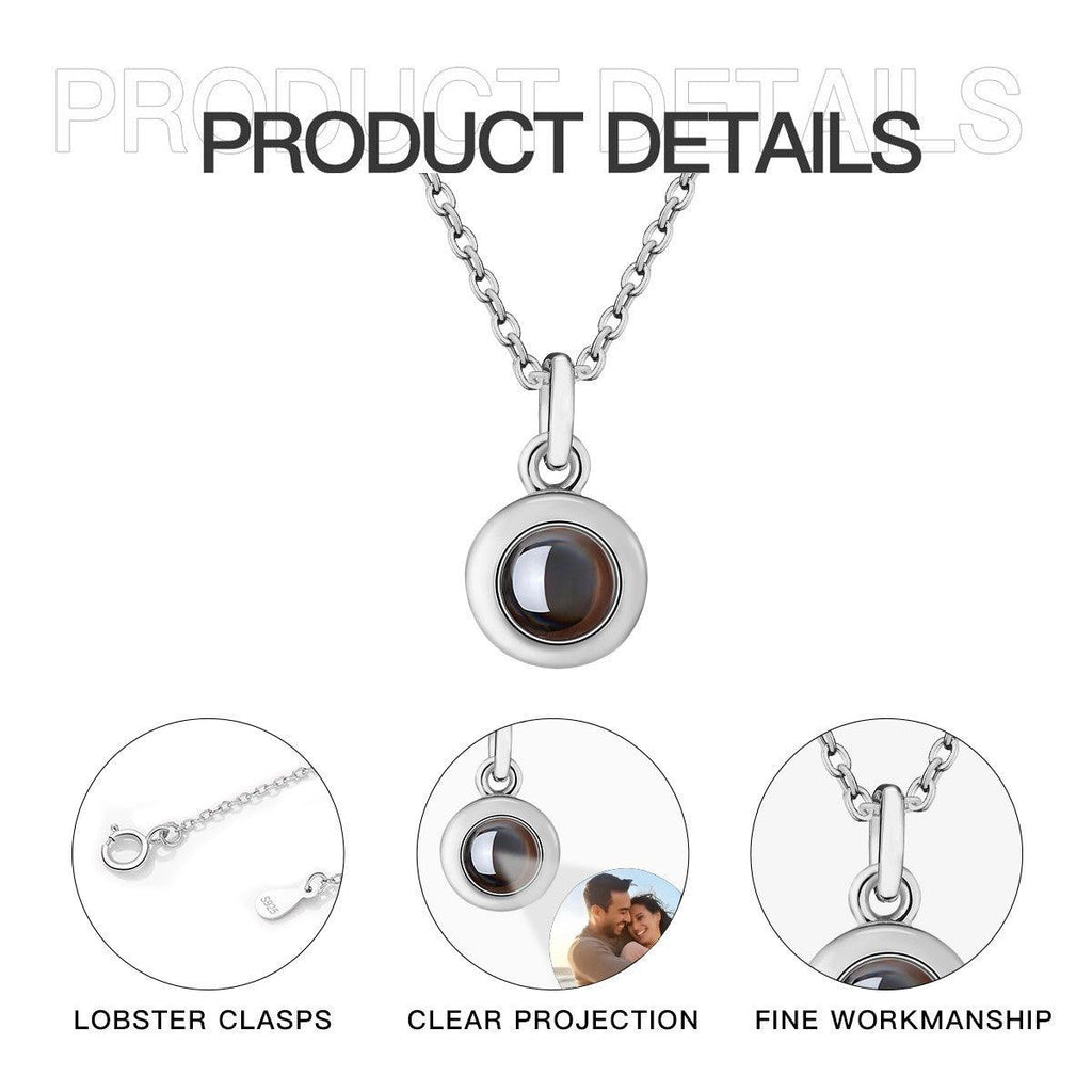 Custom Photo Projection Necklace – Hidden ‘I Love You’ Pendant | Silver, Rose & Gold