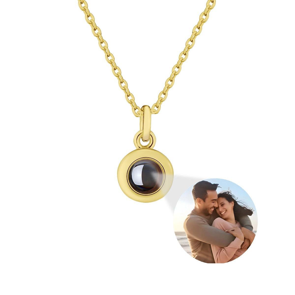 Custom Photo Projection Necklace – Hidden ‘I Love You’ Pendant | Silver, Rose & Gold