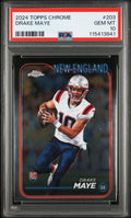 Graded 2024 Topps Chrome Drake Maye #203 Rookie RC Football Card PSA 10 Gem Mint