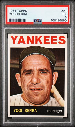 Graded 1964 Topps Yogi Berra #21 Baseball Card PSA 5 Excellent