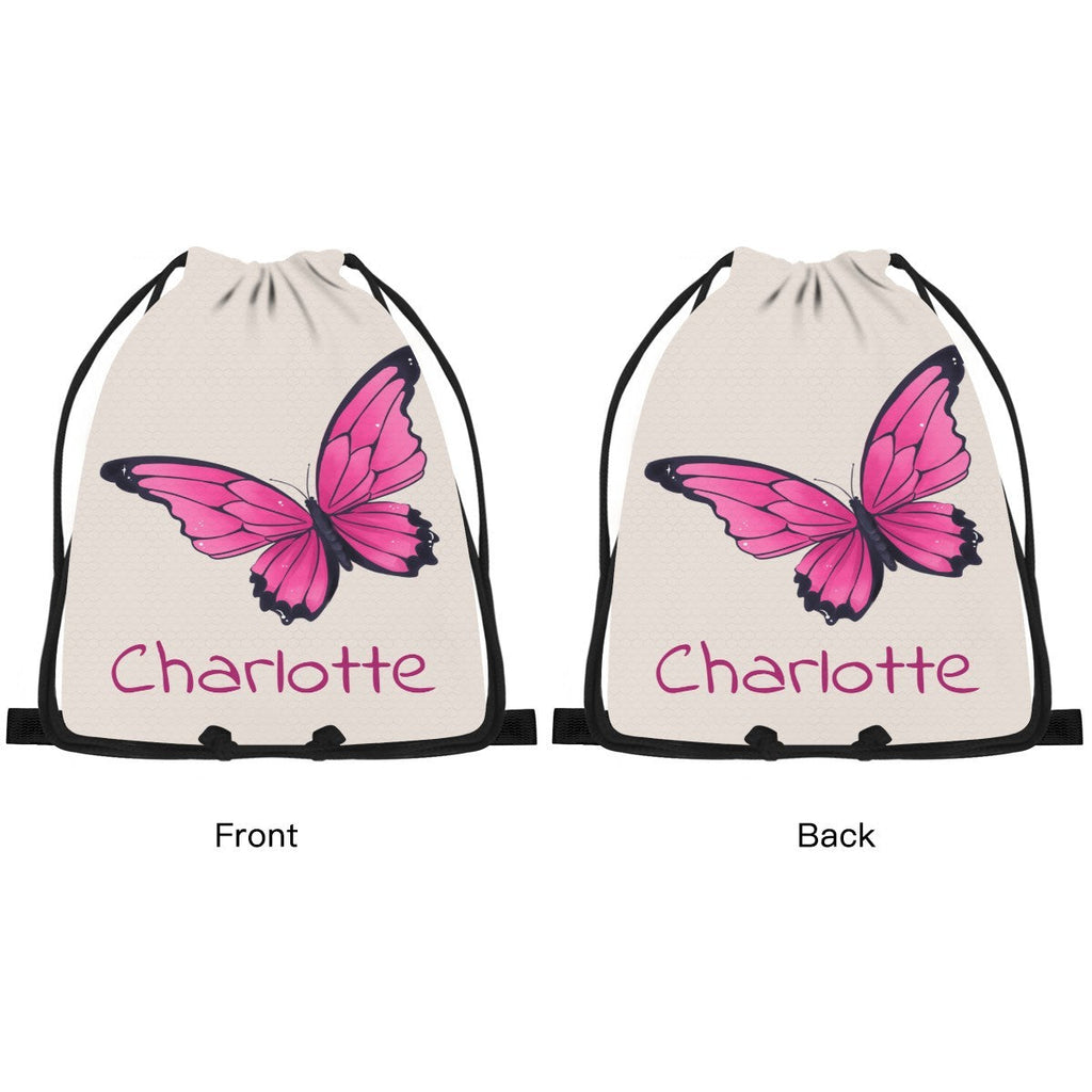 Personalized Butterfly Drawstring Bag with Custom Name – Custom Name Gift for Girls