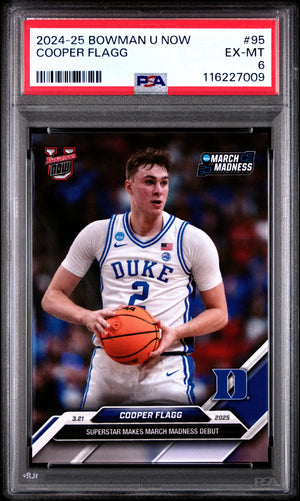 Graded 2024 Topps Bowman U Now Cooper Flagg #95 Rookie RC Basketball Card PSA 6 Excellent