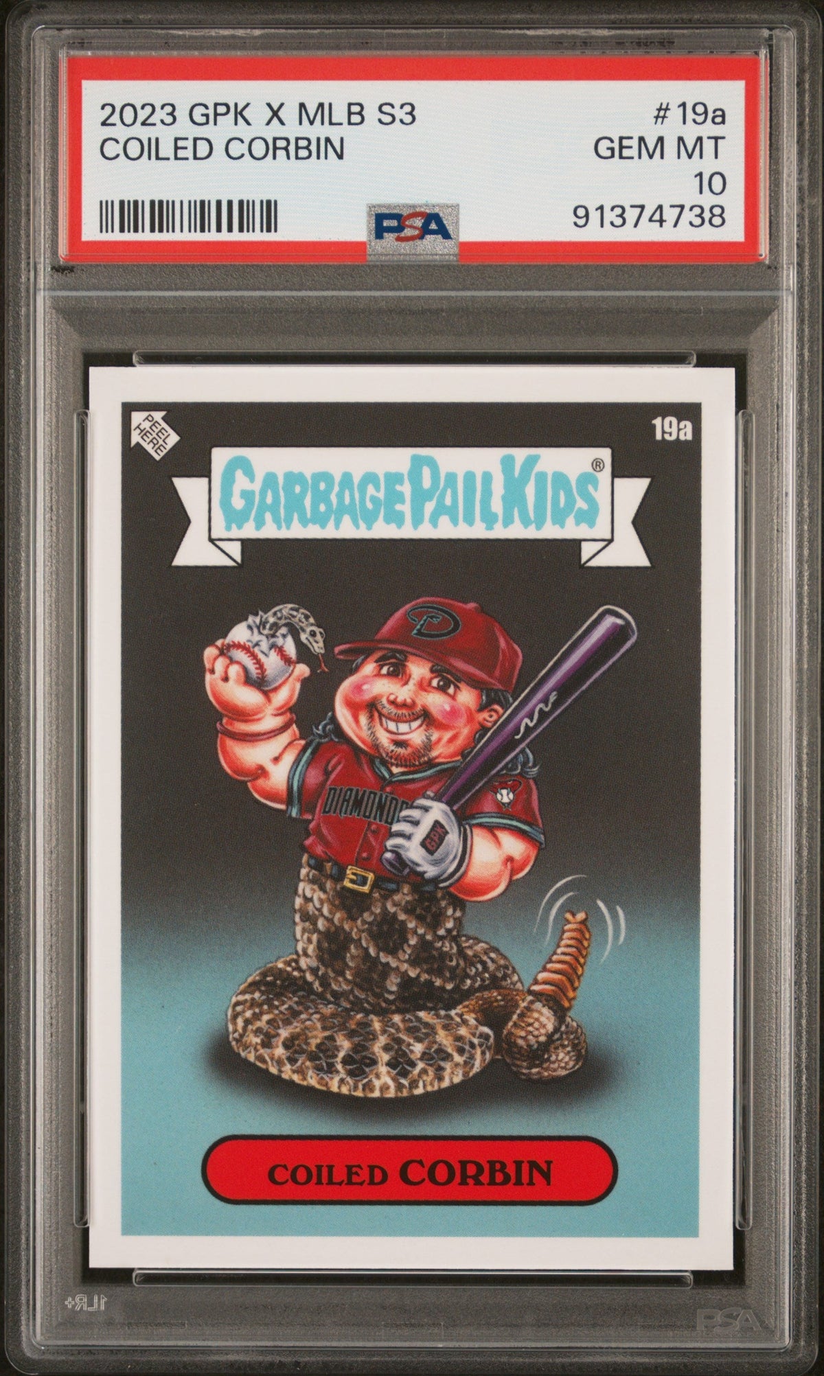 Graded 2023 Topps Garbage Pail Kids Corbin Carroll #19A Coiled Corbin Rookie RC Baseball Card PSA 10 Gem Mint