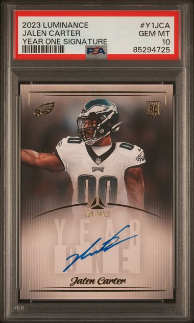 Graded 2023 Panini Luminance Jalen Carter #Y1JCA Year One Signature Auto Rookie RC Football Card PSA 10 Gem Mint
