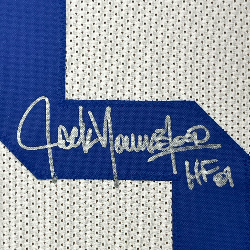 Framed Autographed/Signed Jack Youngblood HOF 01 35x39 Los Angeles LA White Football Jersey JSA COA
