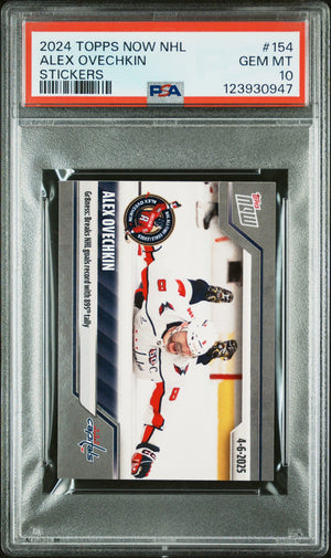 Graded 2024 Topps Now Alex Ovechkin #154 Stickers Hockey Card PSA 10 Gem Mint