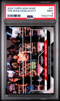 Graded 2025 Topps Now WWE The Rock John Cena Travis Scott #27 Wrestling Card PSA 9 Mint