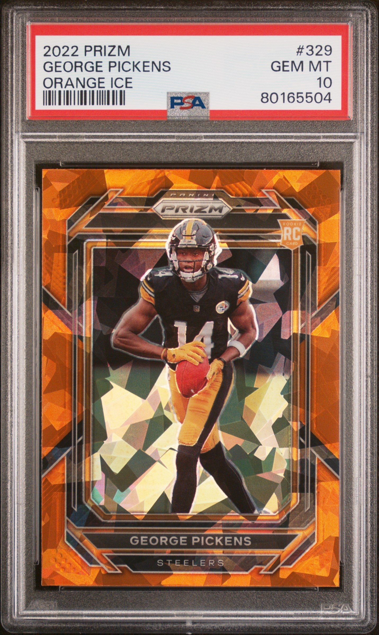 Graded 2022 Panini Prizm George Pickens #329 Orange Ice Rookie RC Football Card PSA 10 Gem Mint