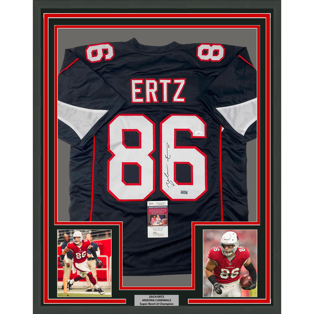 Framed Autographed/Signed Zach Ertz 35x39 Arizona Black Football Jersey JSA COA
