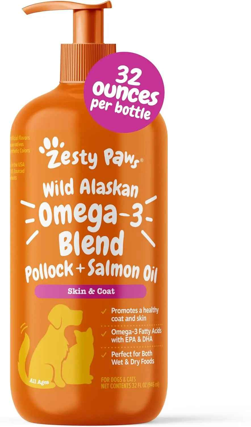 Zesty Paws Wild Alaskan Omega-3 Oil for Pets, 8.5 oz