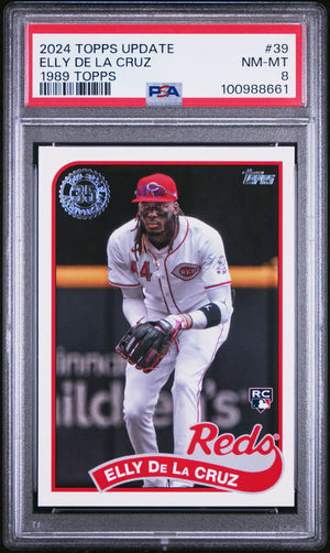 Graded 2024 Topps Update Elly De La Cruz #39 1989 Topps Rookie RC Baseball Card PSA 8 Near Mint