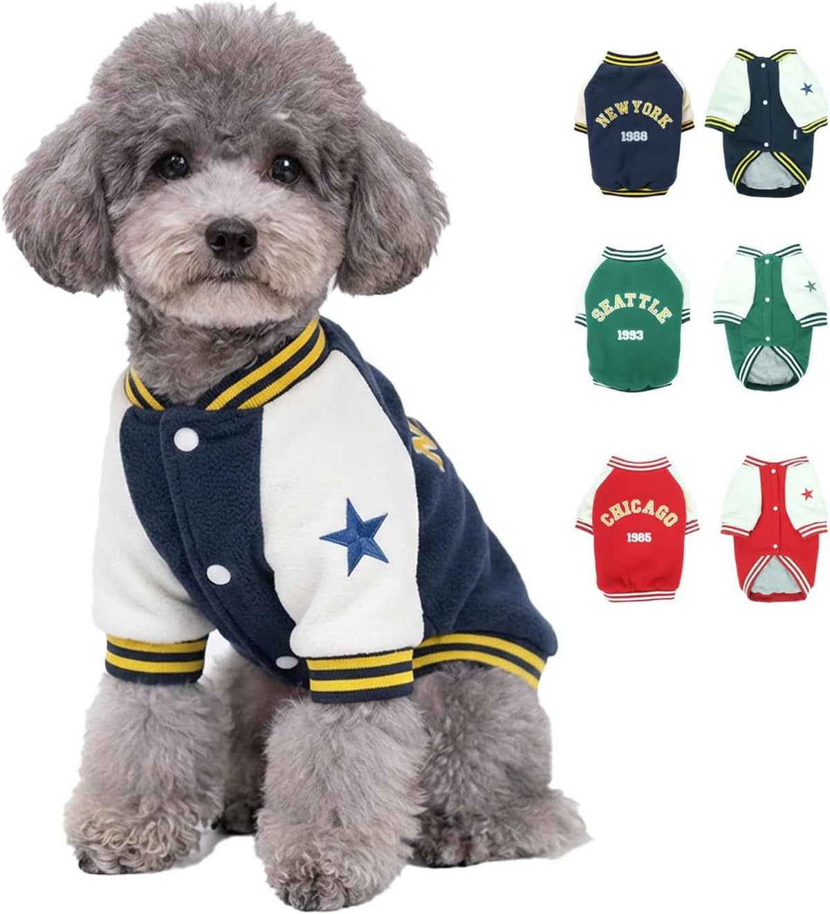 Warm Dog Varsity Jacket Heavyweight Fleece Pet Coat Small-4XL