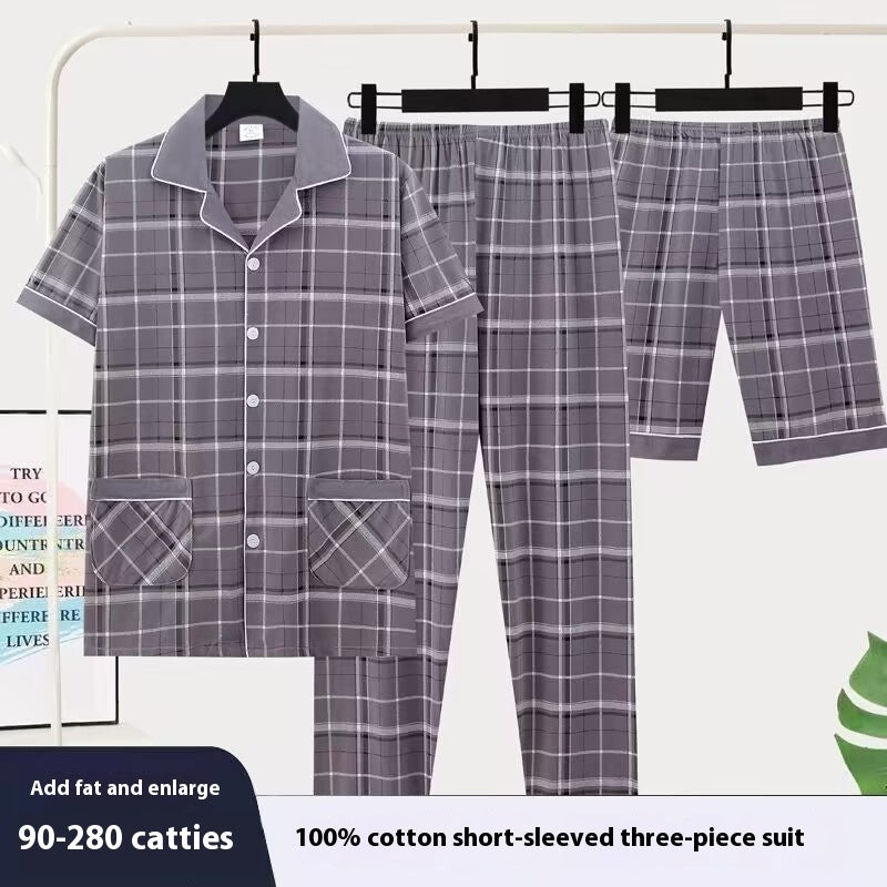 Men's Pajamas Short-sleeved Three-piece Suit
