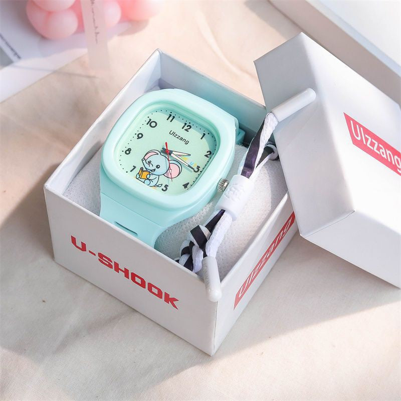 Cute Silicone Trendy Luminous Sports Student Square Good-looking Watch